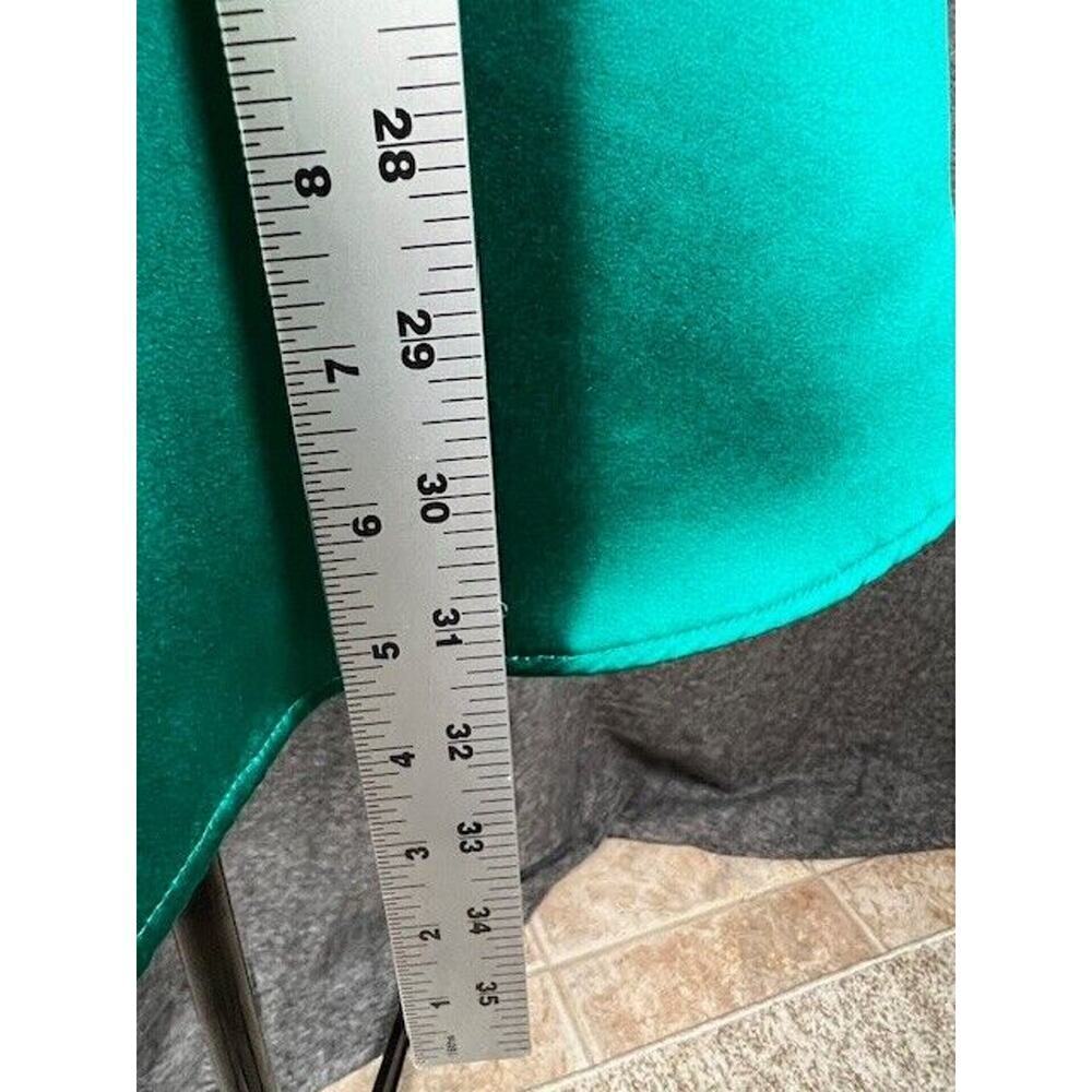 Davids Bridal Satin TEAL Ruched Bridesmaid Cocktail Holiday Party Dress Size 4 - Picture 9 of 10